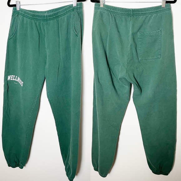 Sporty and Rich Wellness Ivy Sweat Pant Racing Green and White 100% Cotton L - Picture 2 of 7